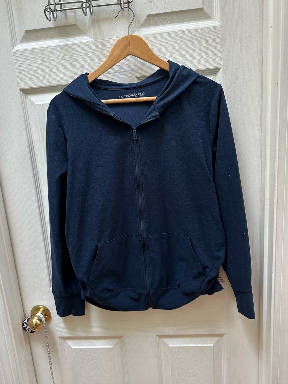 Beyond the Bump' Navy blue Zip-Up Hoodie sweatshirt m medium
